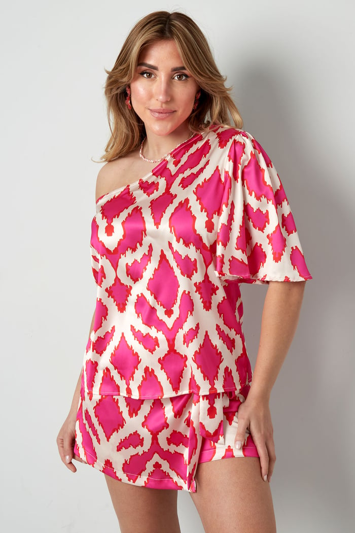 One-Shoulder-Top Tropical Bliss - Fuchsie Bild6